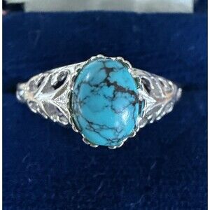 Vintage Designer SETA New Southwestern Turquoise Sterling Silver Ring - Sz 10